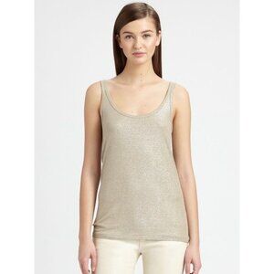Ralph Lauren Black Label, Slim Fit Metallic Fiber Knit Silver Tank Top